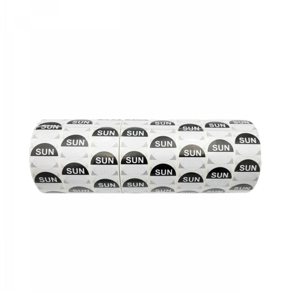 "Sun" - Sunday Round Day Labels - 24mm, Pack of 8000pcs