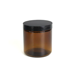 Amber Glass Jar w/ Black Cap