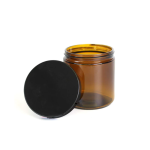 Amber Glass Jar w/ Black Cap