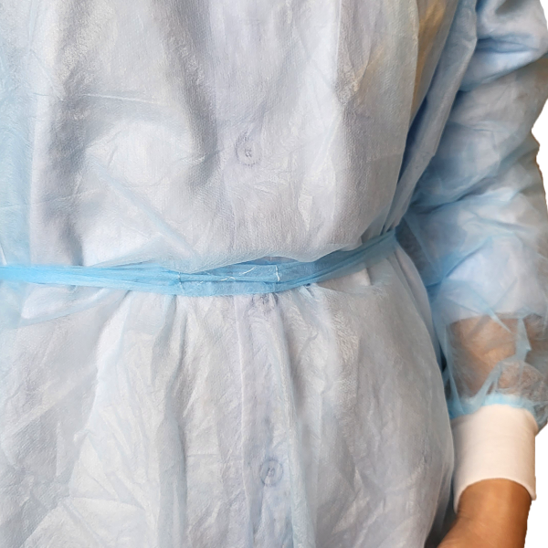 Disposable Breathable PP Isolation gown, 25gsm, Blue, Ctn of 200