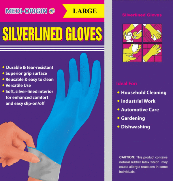 Silverlined Rubber Gloves, Ctn of 144 pairs, individually packed